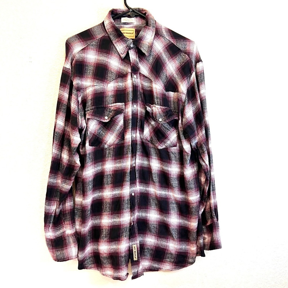 Bit & Bridle Western Shirt Men's Pearl Snaps Cowboy Rodeo Size Large Plaid Ranch - Picture 4 of 6